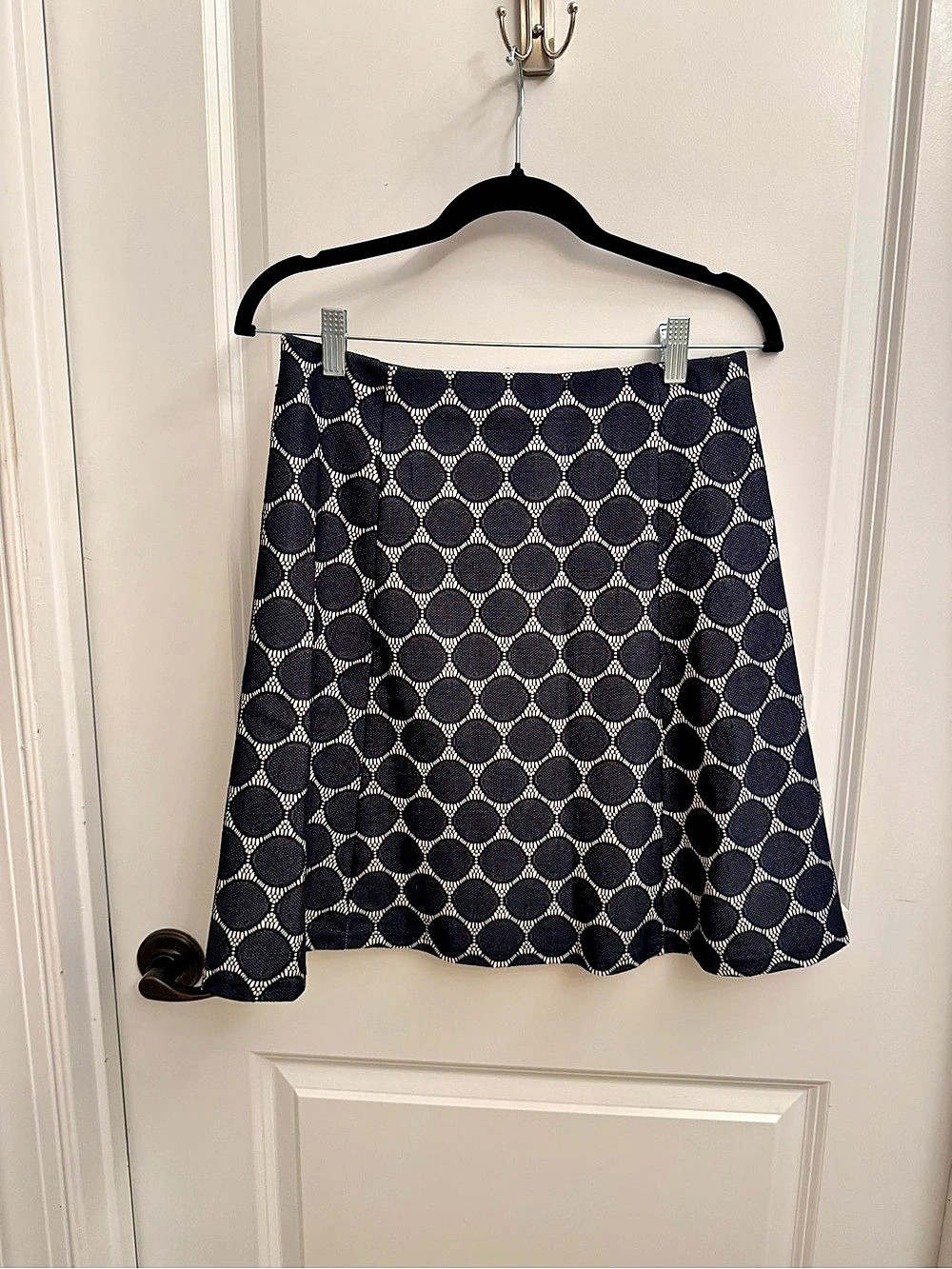 Geometric A-Line Skirt in Navy & White Like New